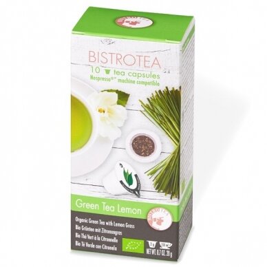 Arbatos kapsulės, tinkančios Nespresso kavos aparatams Bistrotea "Green Tea Lemon"