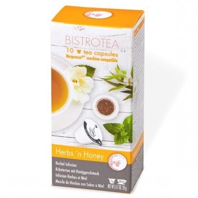 Arbatos kapsulės, tinkančios Nespresso kavos aparatams Bistrotea "Herbs'n Honey"