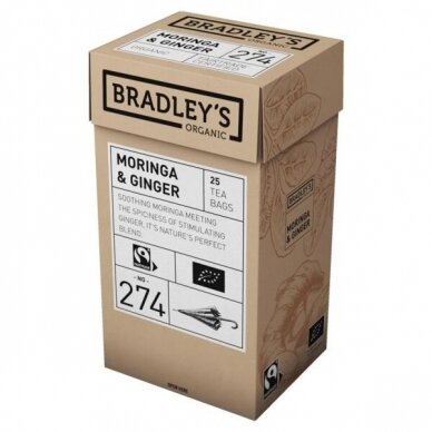 Arbata Bradley's Moringų arbata su imbieru 25 vnt. maišelių