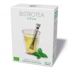 Ekologiška žalioji arbata BistroTea su mėtomis 32 vnt. lazdelės