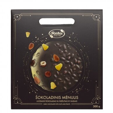 Juodasis šokoladas su riešutais ir vaisiais Rūta Šokoladinis Mėnulis, 300 g