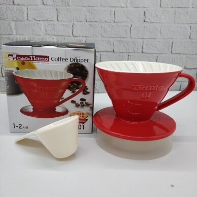 Keramikinis kavos filtro laikiklis Tiamo 2-4 Cups Red 1