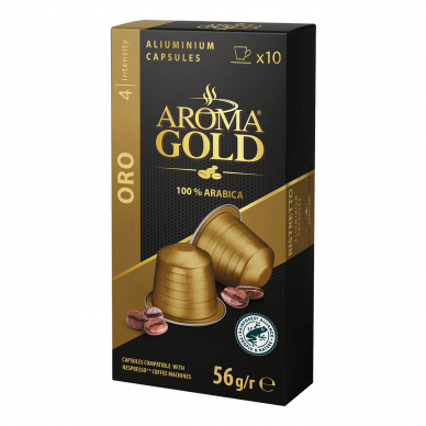 Kavos kapsulės, tinkančios Nespresso kavos aparatams Aroma Gold "Oro" 10vnt.