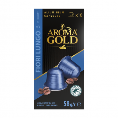 Kavos kapsulės, tinkančios Nespresso kavos aparatams Aroma Gold "Fiori Lungo" 10vnt.