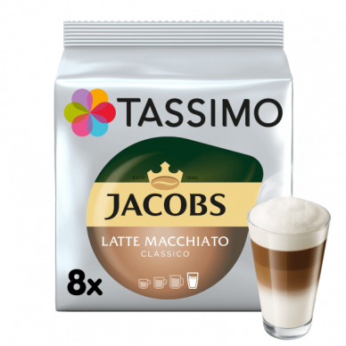 Kavos kapsulės Jacobs Tassimo Latte Macchiato Classico 16 kap.