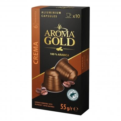 Kavos kapsulės, tinkančios Nespresso kavos aparatams Aroma Gold "Crema" 10vnt.
