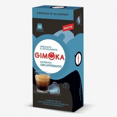 Kavos kapsulės, tinkančios Nespresso kavos aparatams Gimoka "Espresso Decaffeinato" 10vnt.