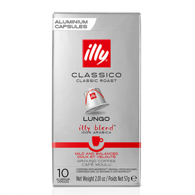 Kavos kapsulės tinkančios Nespresso kavos aparatams Illy "Lungo" 10vnt. 1