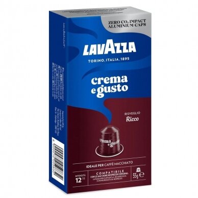 Kavos kapsulės tinkančios Nespresso kavos aparatams Lavazza "Crema e Gusto Ricco" 10vnt.