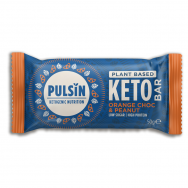 Apelsinų skonio šokolado ir žemės riešutų Keto batonėlis PULSIN "Orange Choc & Peanut", 35g.