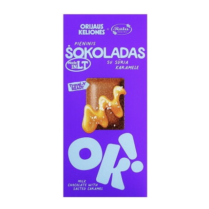 Pieninis šokoladas su sūria karamele Rūta ORIJAUS KELIONĖS®, 70 g