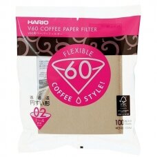 Popieriniai rudi filtrai Hario V60-02 kavinukui, 100 vnt.