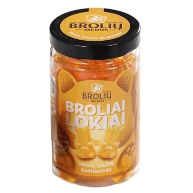 Vaisių sulčių guminukai Brolių medus Broliai lokiai stiklainėlyje, 500 g Vaisių sulčių guminukai Brolių medus Broliai lokiai stiklainėlyje, 500 g