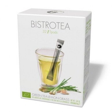 Ekologiška žalioji arbata su citrinžole BistroTea Green Tea Lemon 32 vnt. lazdelių