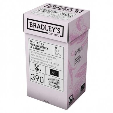 Baltoji arbata Bradley's „Braškių ir vanilės“ 25 vnt. maišelių